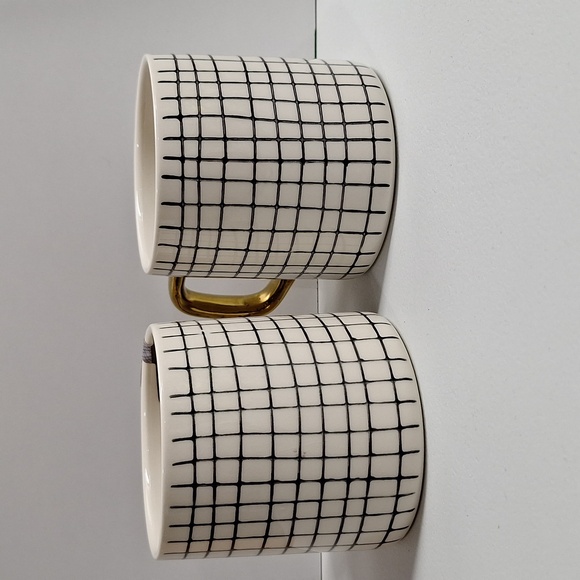 #ABW Thyme & table pair of mugs black white and gold - Picture 2 of 5
